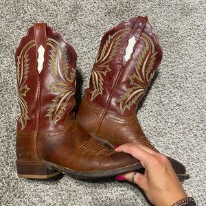 Lucchese Vintage Leather Embroidered
Western Cowboy Boots Cowgirl Red Size 7